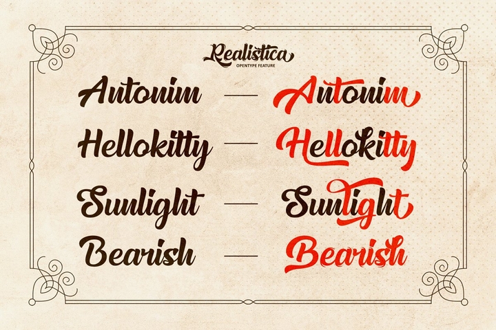 Beispiel einer Realistica Regular-Schriftart